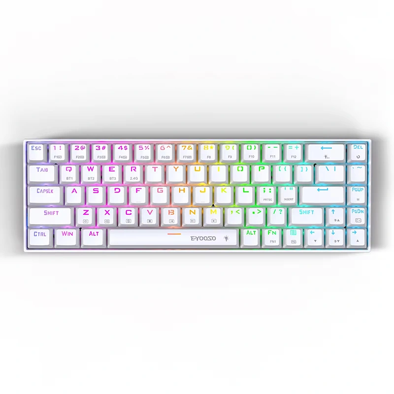 68 কী RGB ওয়্যারলেস BT 2.4GHz মেকানিক্যাল গেমিং কীবোর্ড