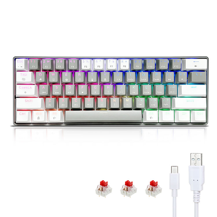 পোর্টেবল 60% RGB মেকানিক্যাল গেমিং কীবোর্ড